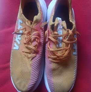 Hoka Men's Vibrant Yellow and Pink Sneakers